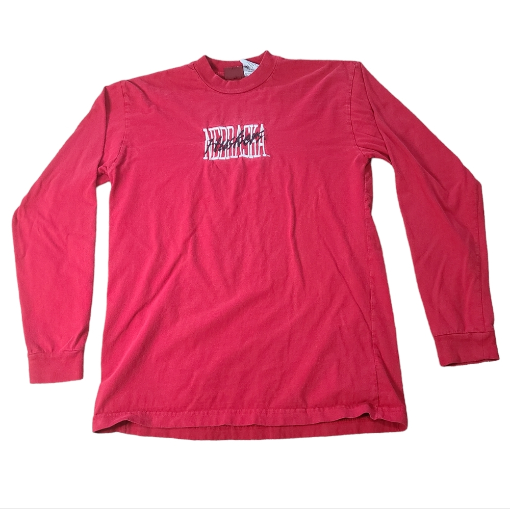 Nebraska Huskers Long Sleeve Retro Shirt NCAA Embroidered Red Oak Ladies Medium